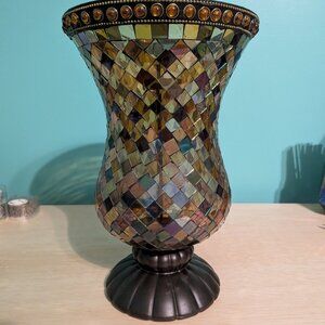 Multi Colored Hurricane Lamp - Fall Center Piece